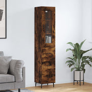 Hoge kast 34,5x34x180 cm bewerkt hout gerookt eiken