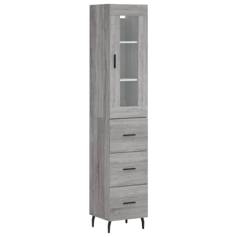 Hoge Kast 34,5X34X180 Cm Bewerkt Hout Grijs Sonoma Eikenkleurig