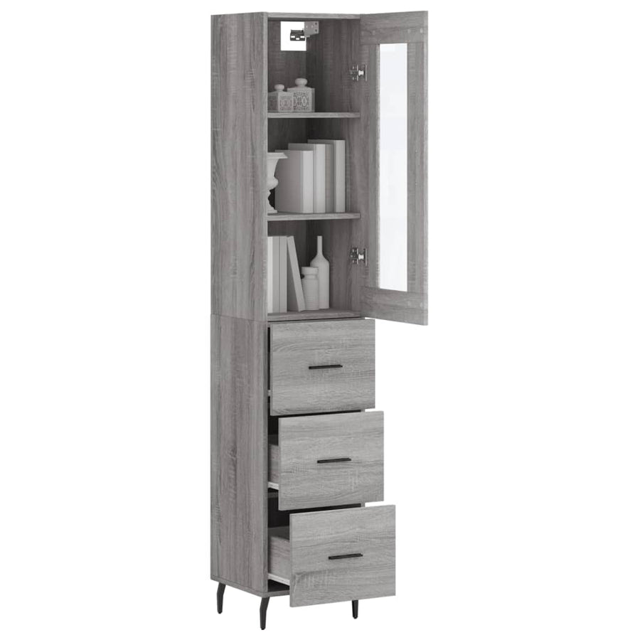 Hoge Kast 34,5X34X180 Cm Bewerkt Hout Grijs Sonoma Eikenkleurig