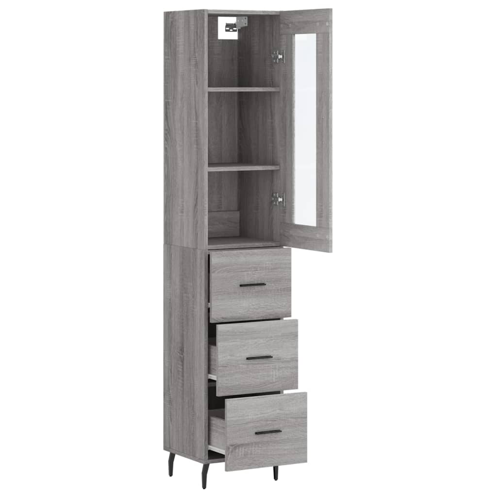 Hoge Kast 34,5X34X180 Cm Bewerkt Hout Grijs Sonoma Eikenkleurig
