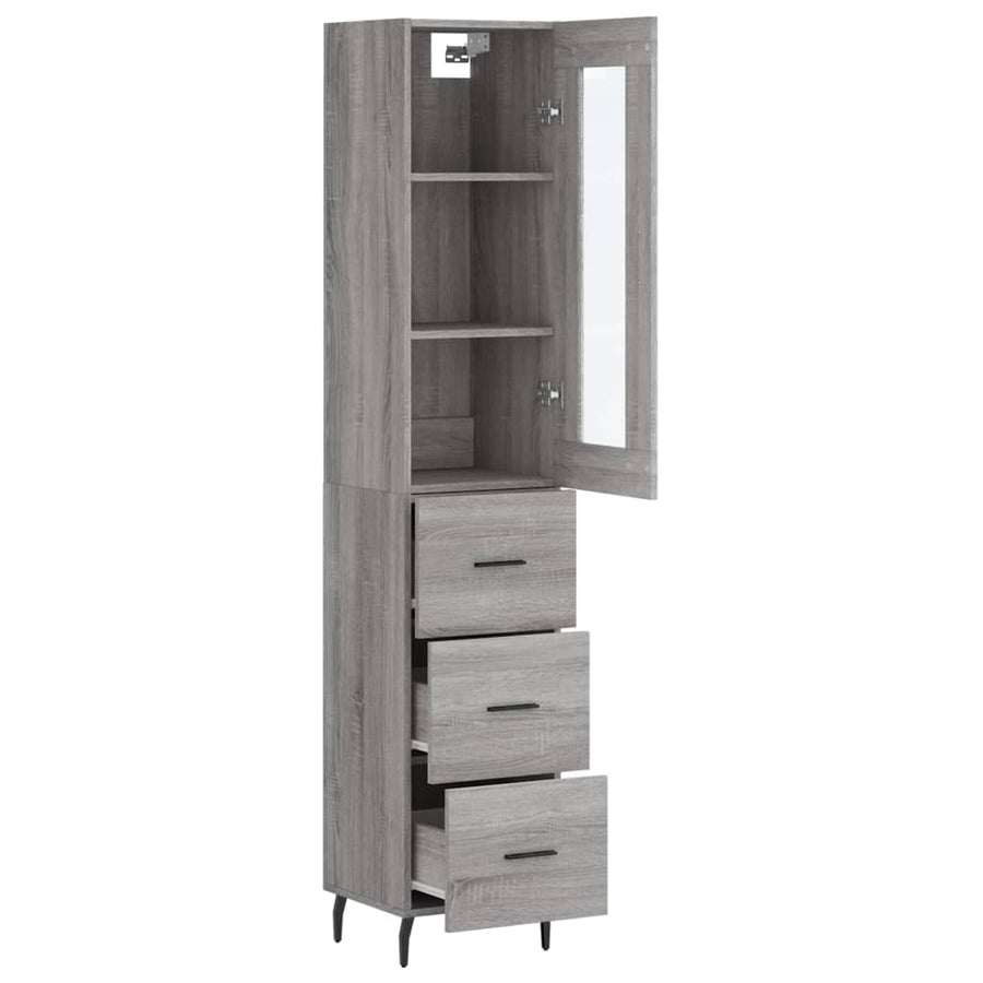 Hoge Kast 34,5X34X180 Cm Bewerkt Hout Grijs Sonoma Eikenkleurig