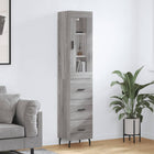 Hoge kast 34,5x34x180 cm bewerkt hout grijs