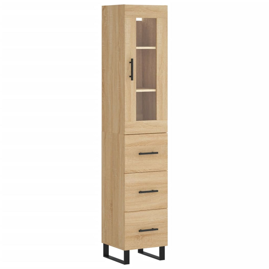 Hoge Kast 34,5X34X180 Cm Bewerkt Hout Kleurig Sonoma eiken