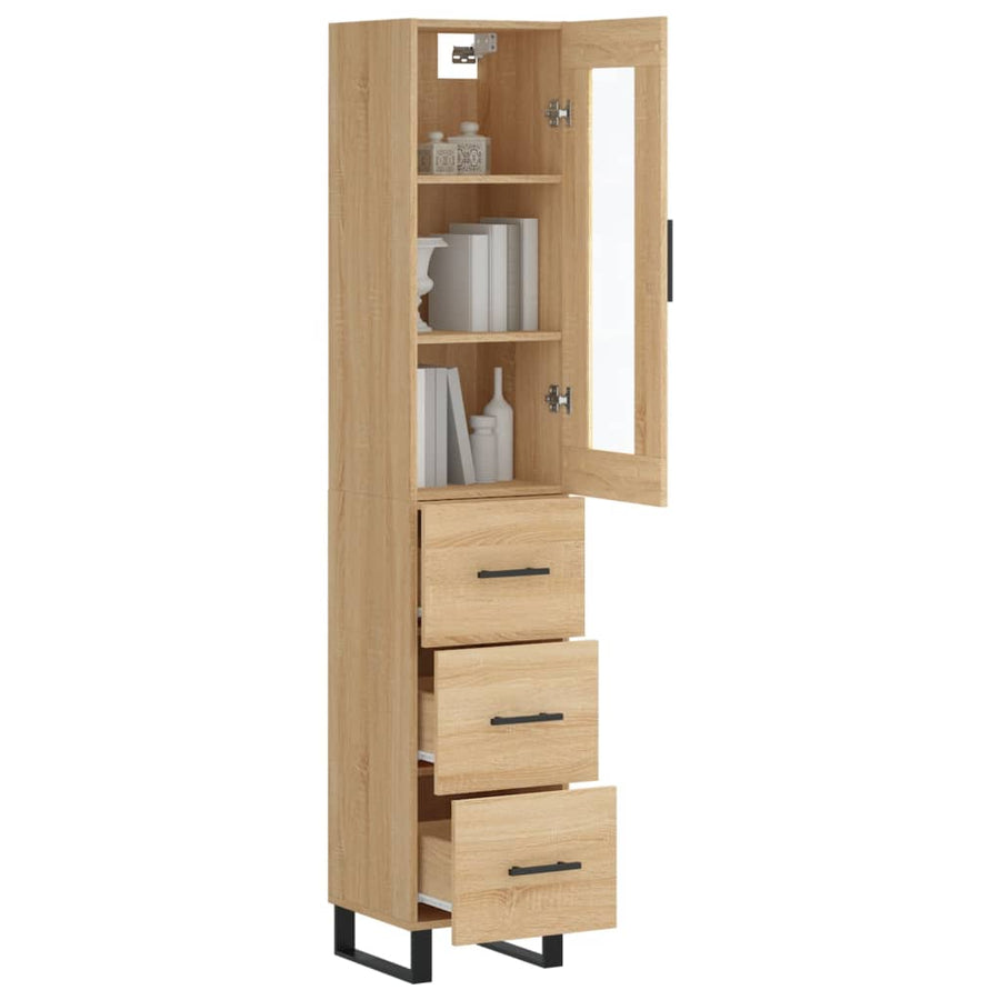 Hoge Kast 34,5X34X180 Cm Bewerkt Hout Kleurig Sonoma eiken