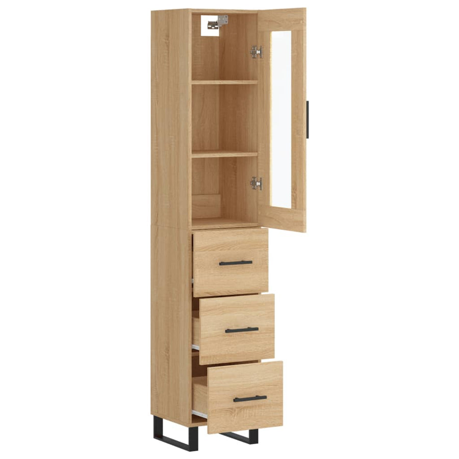 Hoge Kast 34,5X34X180 Cm Bewerkt Hout Kleurig Sonoma eiken