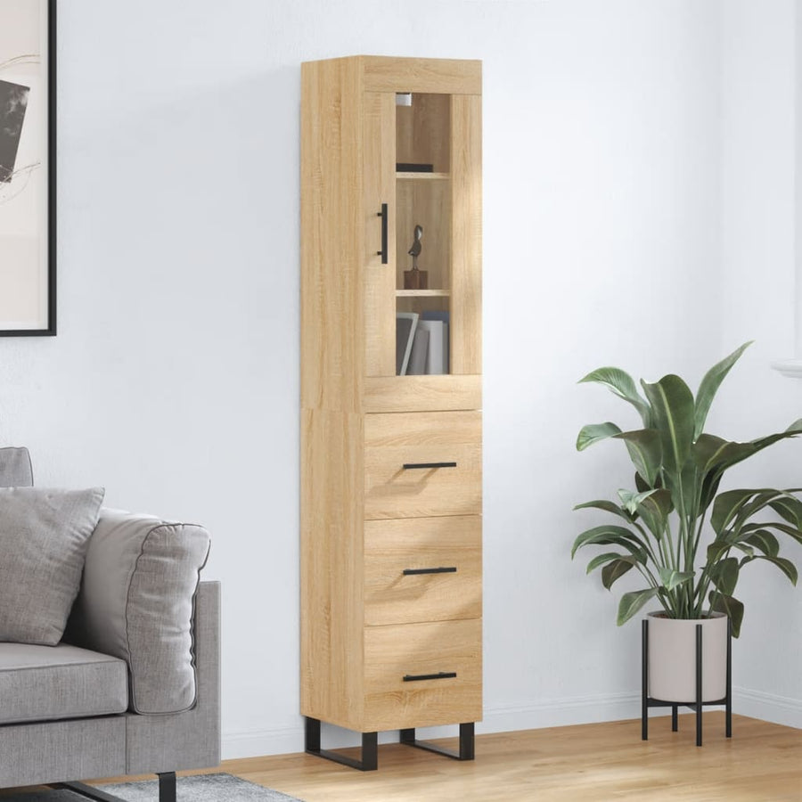 Hoge Kast 34,5X34X180 Cm Bewerkt Hout Kleurig Sonoma eiken