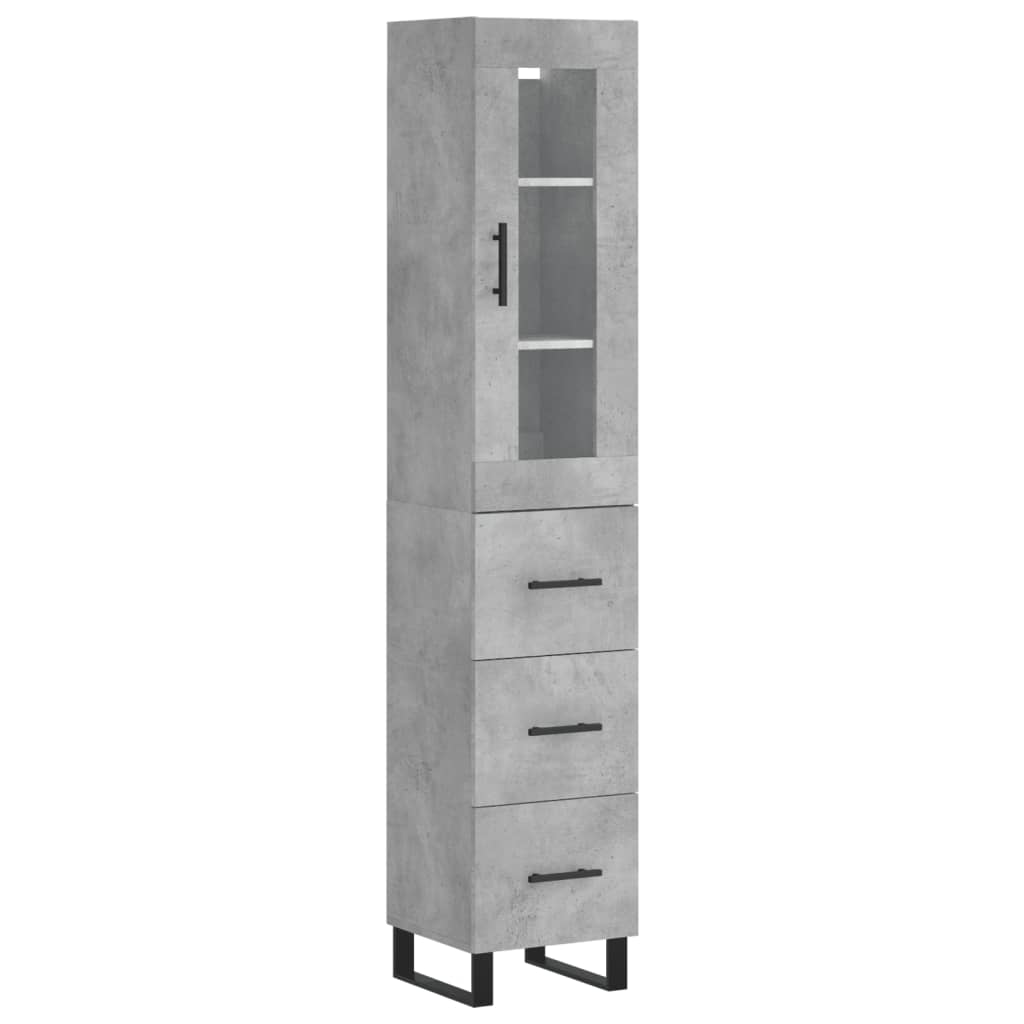 Hoge Kast 34,5X34X180 Cm Bewerkt Hout Betongrijs