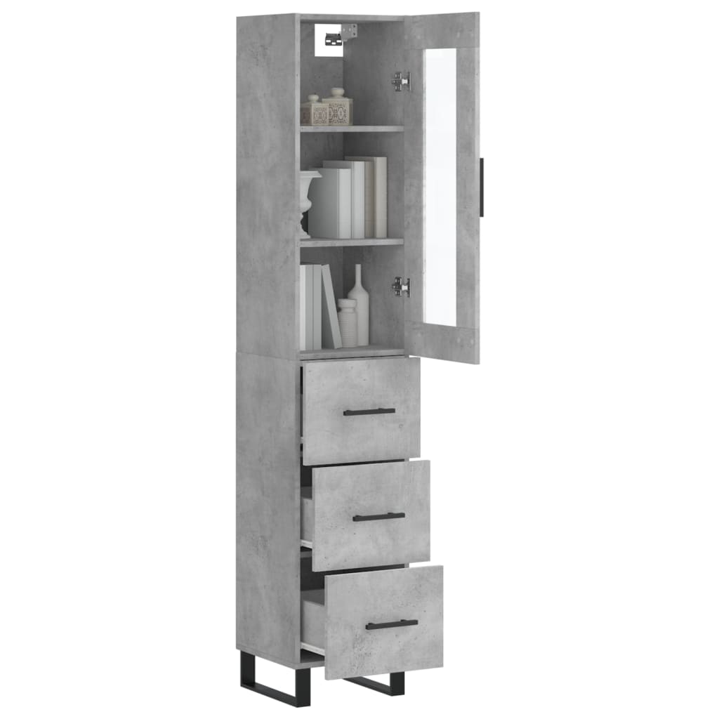 Hoge Kast 34,5X34X180 Cm Bewerkt Hout Betongrijs