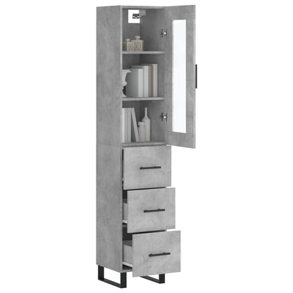 Hoge Kast 34,5X34X180 Cm Bewerkt Hout Betongrijs