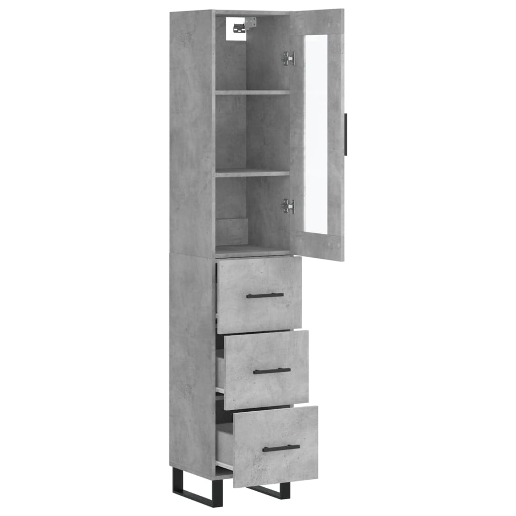 Hoge Kast 34,5X34X180 Cm Bewerkt Hout Betongrijs