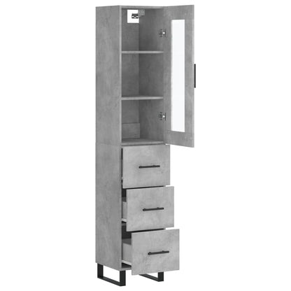 Hoge Kast 34,5X34X180 Cm Bewerkt Hout Betongrijs