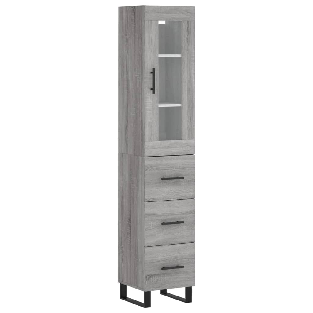 Hoge Kast 34,5X34X180 Cm Bewerkt Hout Eikenkleurig Grijs sonoma
