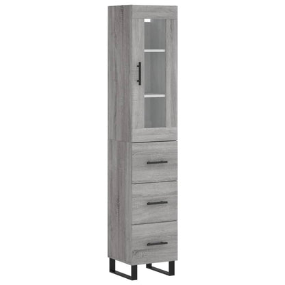 Hoge Kast 34,5X34X180 Cm Bewerkt Hout Eikenkleurig Grijs sonoma