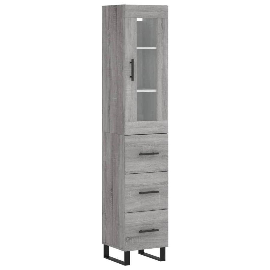 Hoge Kast 34,5X34X180 Cm Bewerkt Hout Eikenkleurig Grijs sonoma