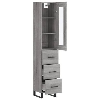 Hoge Kast 34,5X34X180 Cm Bewerkt Hout Eikenkleurig Grijs sonoma