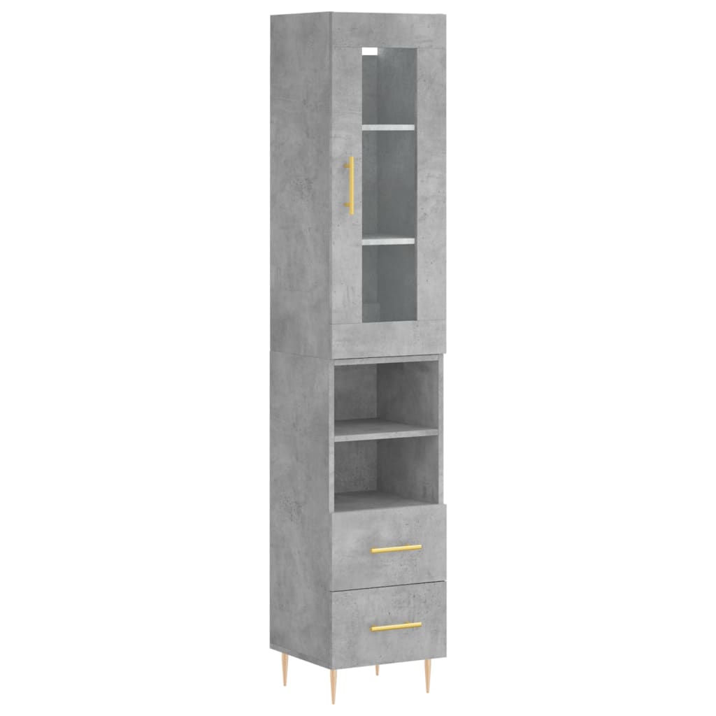 Hoge Kast 34,5X34X180 Cm Bewerkt Hout Betongrijs
