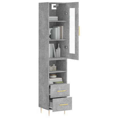 Hoge Kast 34,5X34X180 Cm Bewerkt Hout Betongrijs
