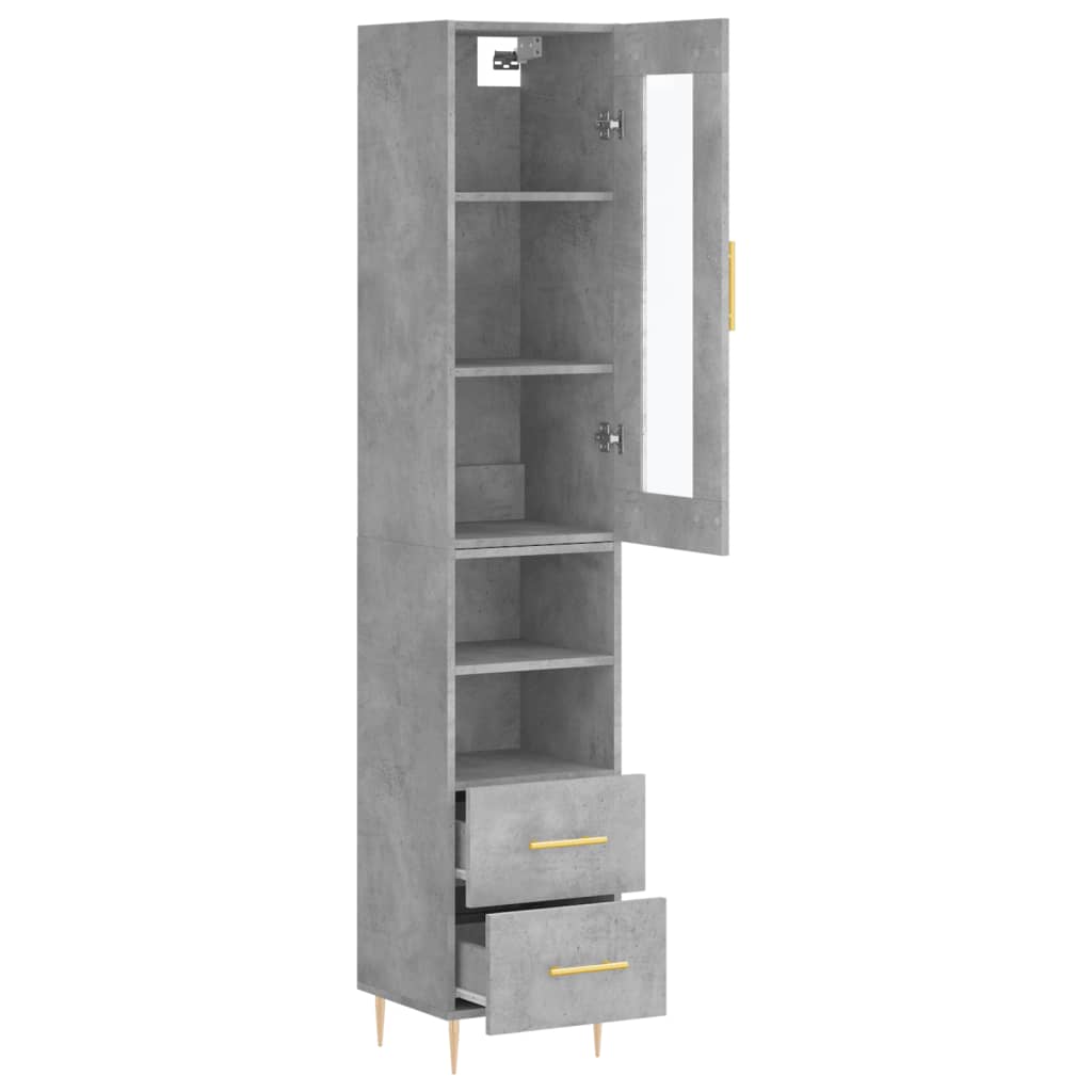 Hoge Kast 34,5X34X180 Cm Bewerkt Hout Betongrijs