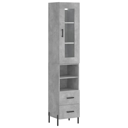 Hoge Kast 34,5X34X180 Cm Bewerkt Hout Betongrijs