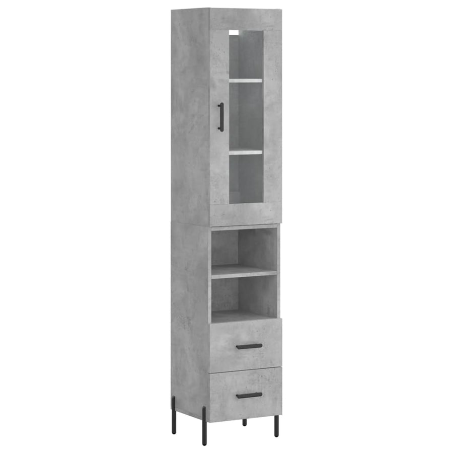 Hoge Kast 34,5X34X180 Cm Bewerkt Hout Betongrijs