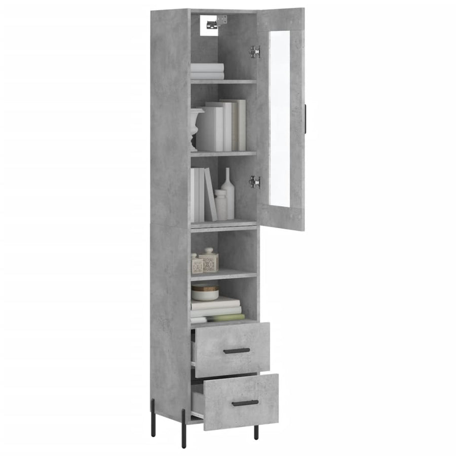 Hoge Kast 34,5X34X180 Cm Bewerkt Hout Betongrijs