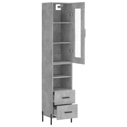 Hoge Kast 34,5X34X180 Cm Bewerkt Hout Betongrijs