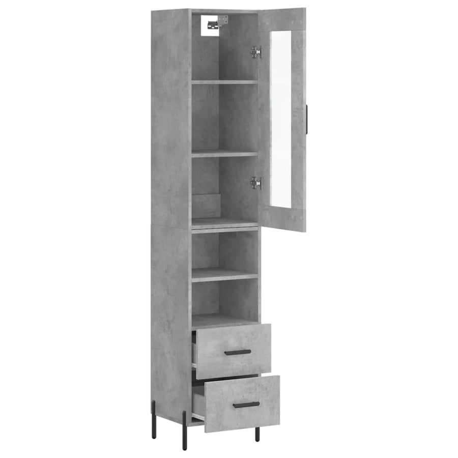 Hoge Kast 34,5X34X180 Cm Bewerkt Hout Betongrijs