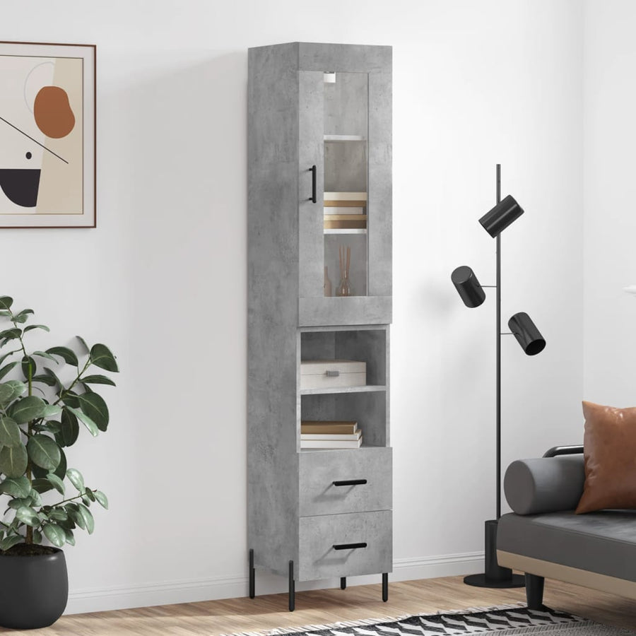 Hoge Kast 34,5X34X180 Cm Bewerkt Hout Betongrijs