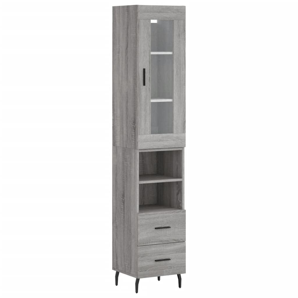 Hoge Kast 34,5X34X180 Cm Bewerkt Hout Grijs Sonoma Eikenkleurig
