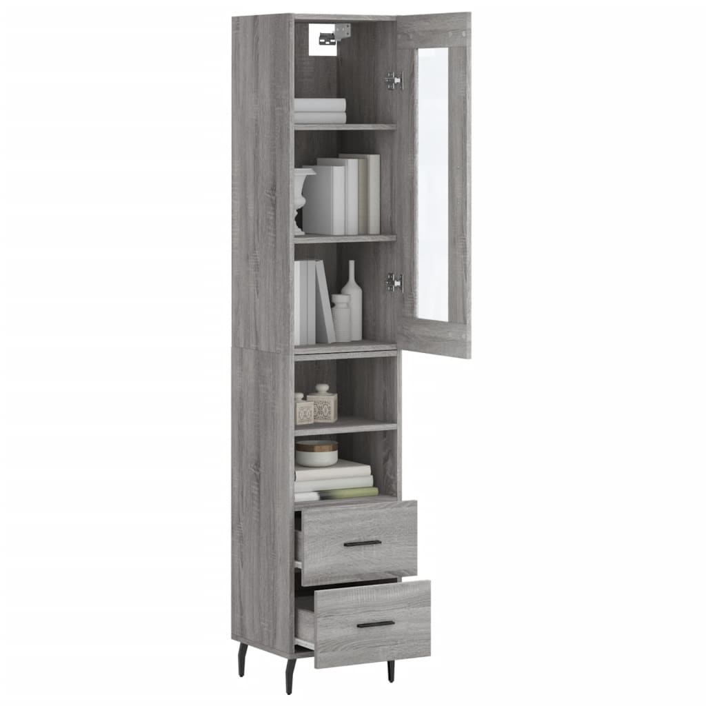 Hoge Kast 34,5X34X180 Cm Bewerkt Hout Grijs Sonoma Eikenkleurig