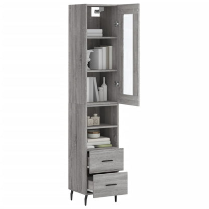 Hoge Kast 34,5X34X180 Cm Bewerkt Hout Grijs Sonoma Eikenkleurig