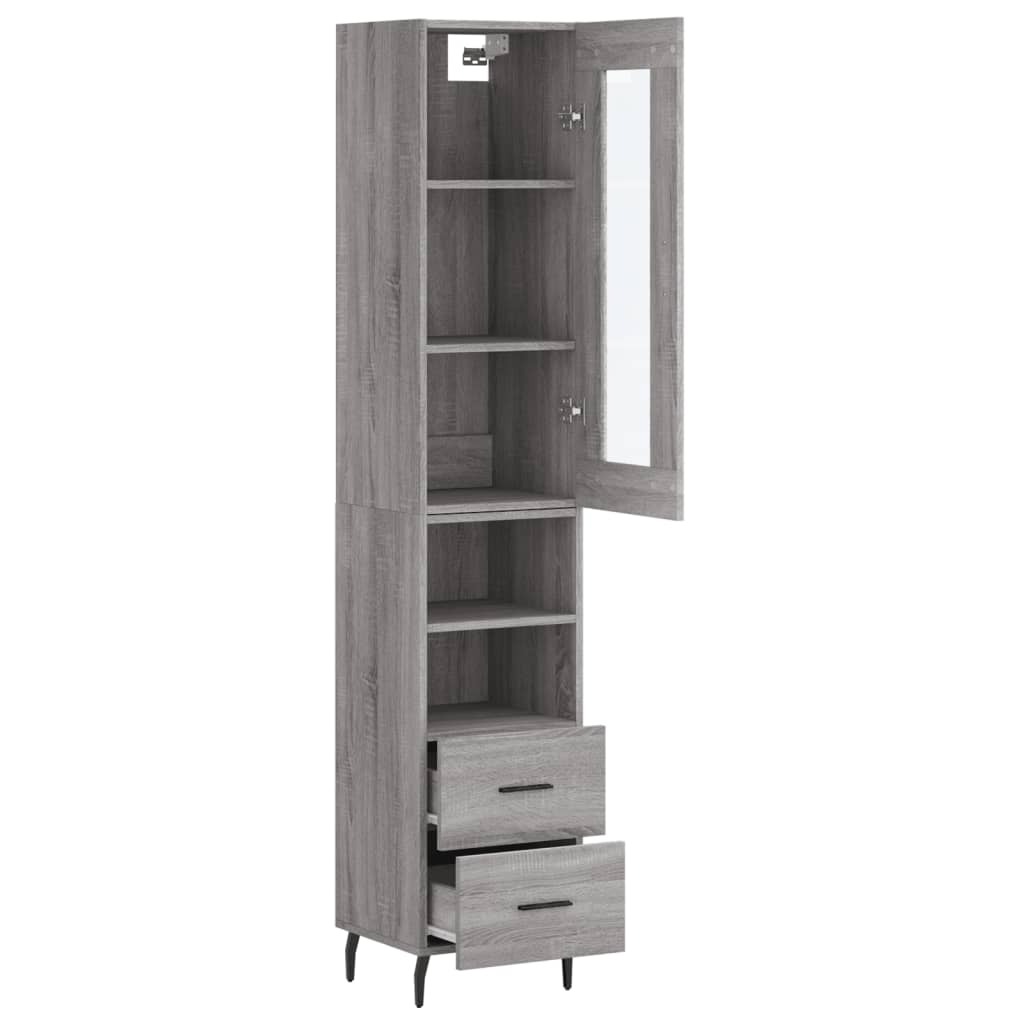 Hoge Kast 34,5X34X180 Cm Bewerkt Hout Grijs Sonoma Eikenkleurig