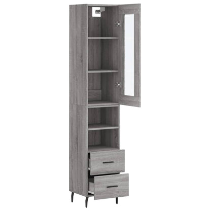 Hoge Kast 34,5X34X180 Cm Bewerkt Hout Grijs Sonoma Eikenkleurig