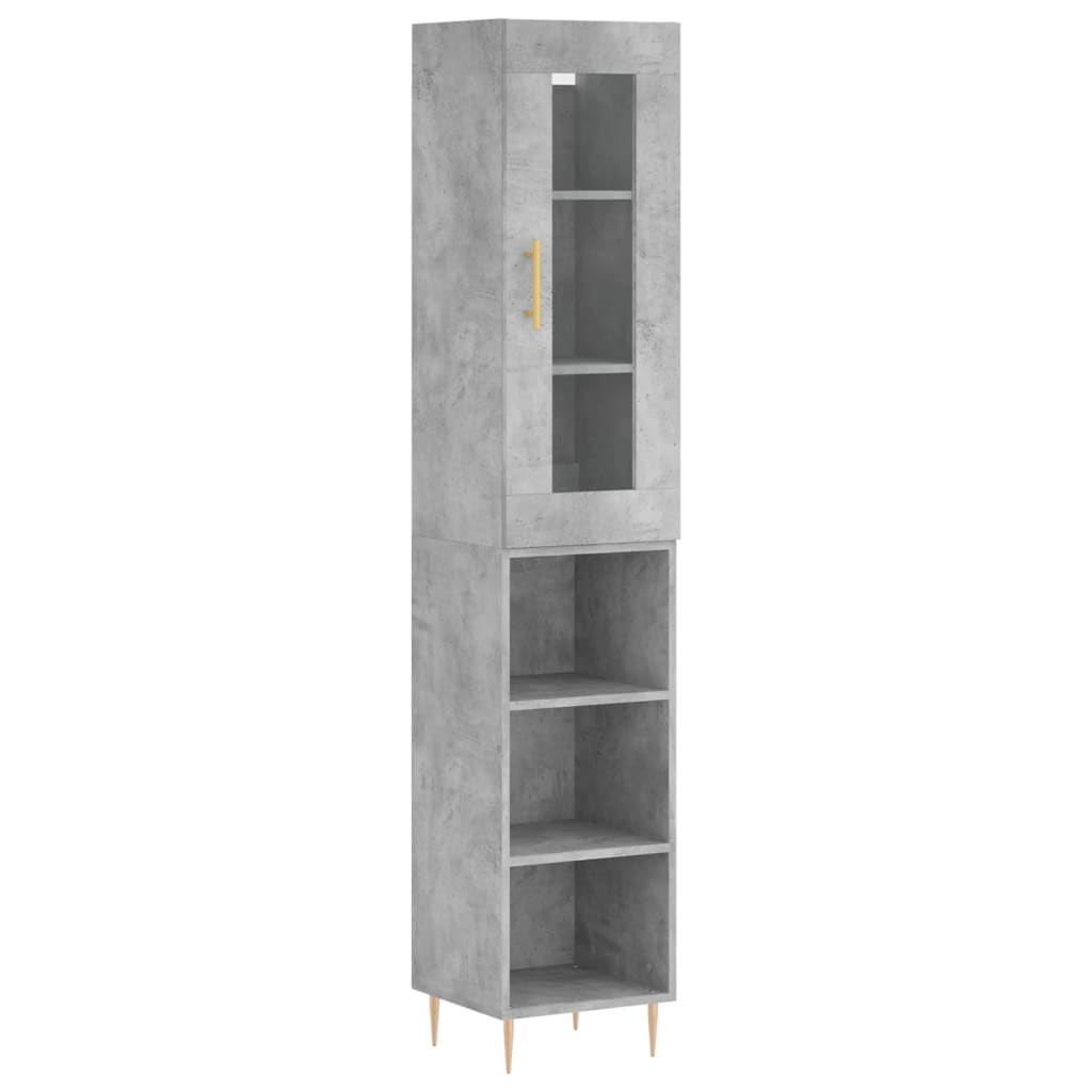 Hoge Kast 34,5X34X180 Cm Bewerkt Hout Betongrijs