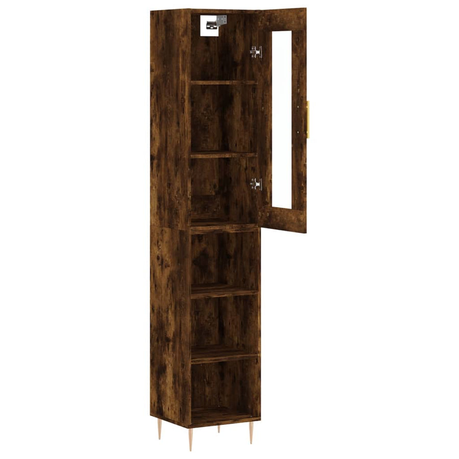Hoge Kast 34,5X34X180 Cm Bewerkt Hout Gerookt Eikenkleurig