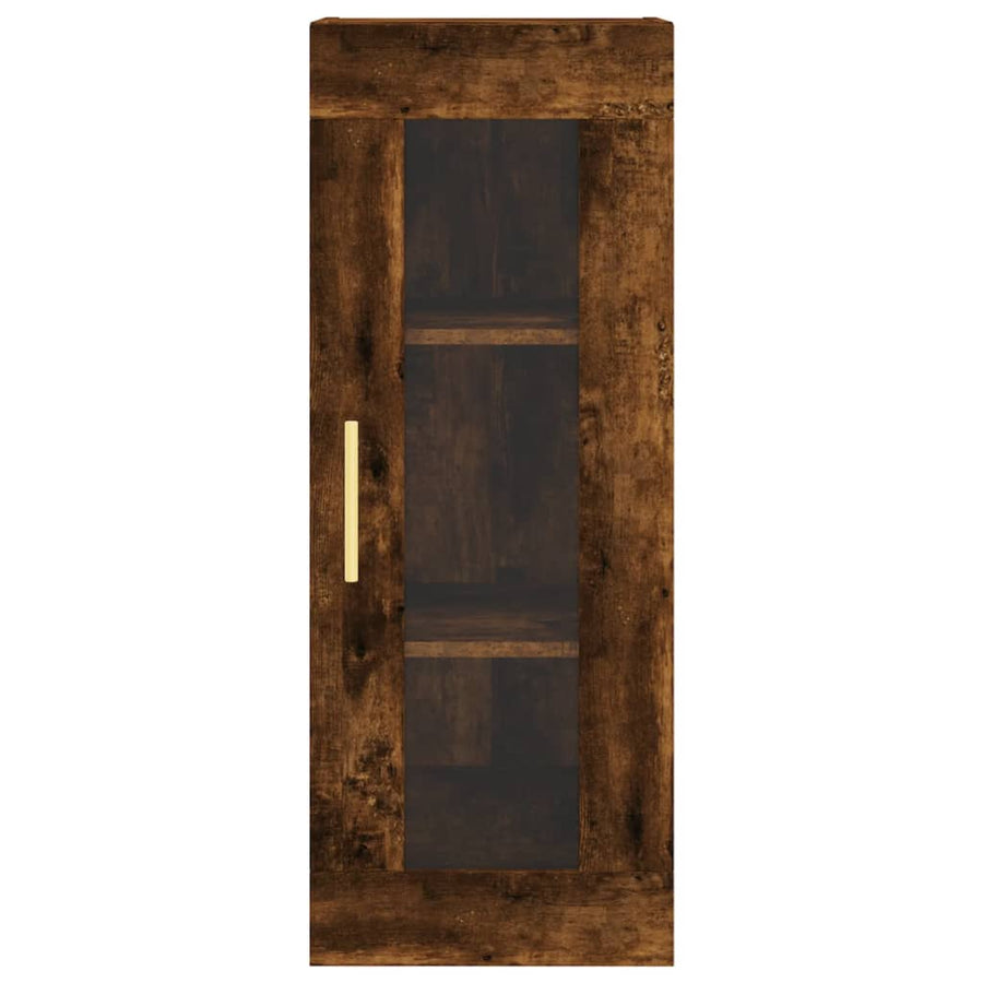 Hoge Kast 34,5X34X180 Cm Bewerkt Hout Gerookt Eikenkleurig