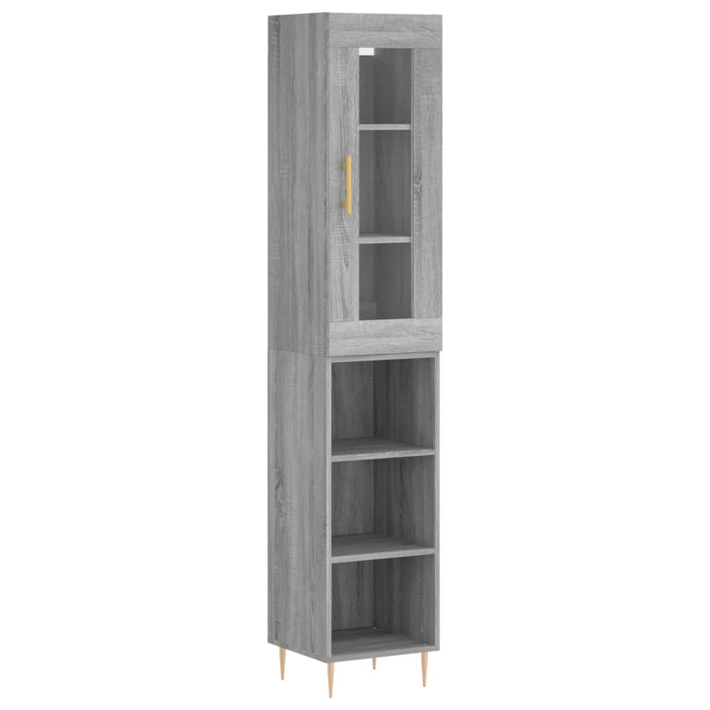 Hoge Kast 34,5X34X180 Cm Bewerkt Hout Grijs Sonoma Eikenkleurig