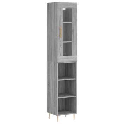 Hoge Kast 34,5X34X180 Cm Bewerkt Hout Grijs Sonoma Eikenkleurig