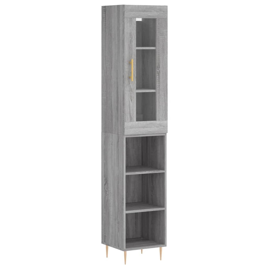 Hoge Kast 34,5X34X180 Cm Bewerkt Hout Grijs Sonoma Eikenkleurig