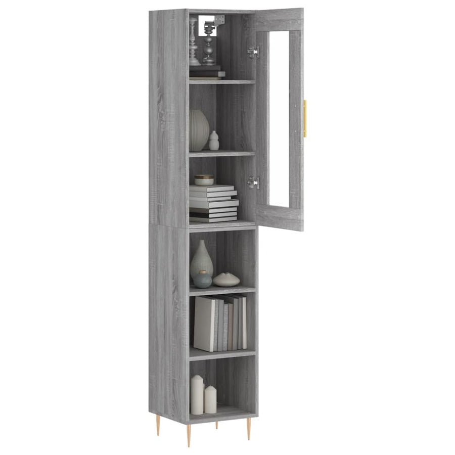 Hoge Kast 34,5X34X180 Cm Bewerkt Hout Grijs Sonoma Eikenkleurig