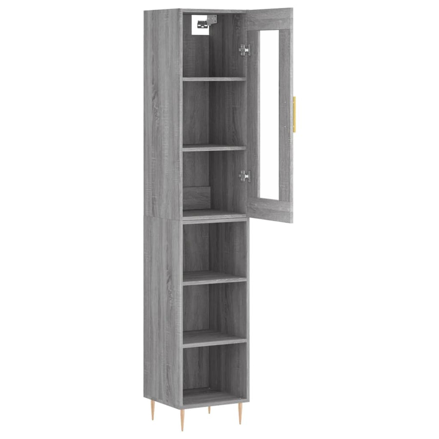 Hoge Kast 34,5X34X180 Cm Bewerkt Hout Grijs Sonoma Eikenkleurig