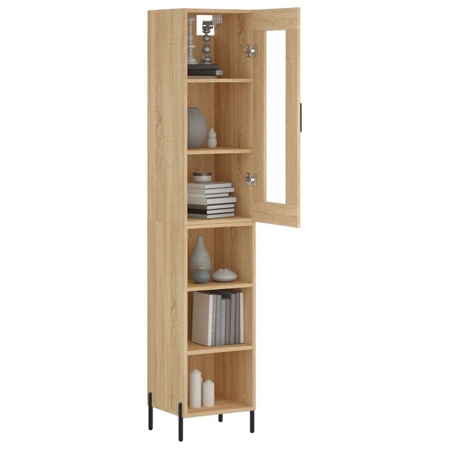 Hoge Kast 34,5X34X180 Cm Bewerkt Hout Kleurig Sonoma eiken