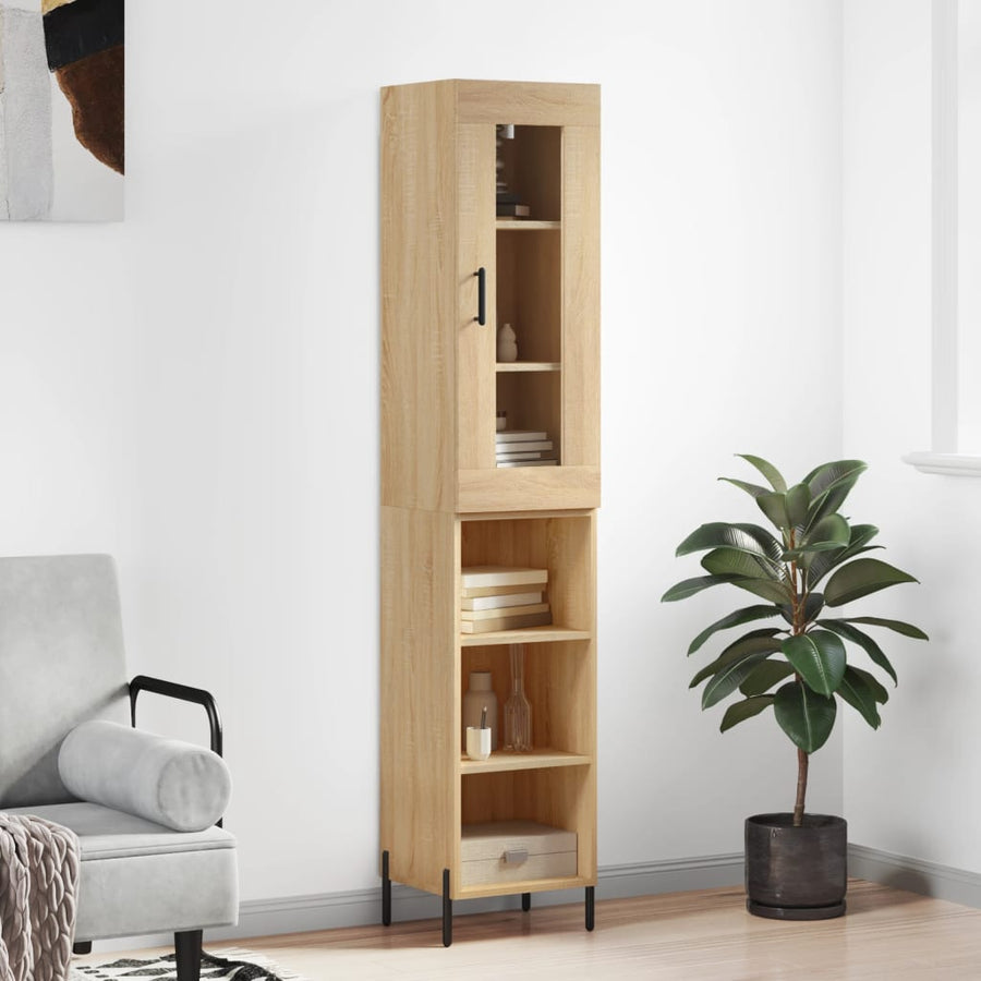 Hoge Kast 34,5X34X180 Cm Bewerkt Hout Kleurig Sonoma eiken