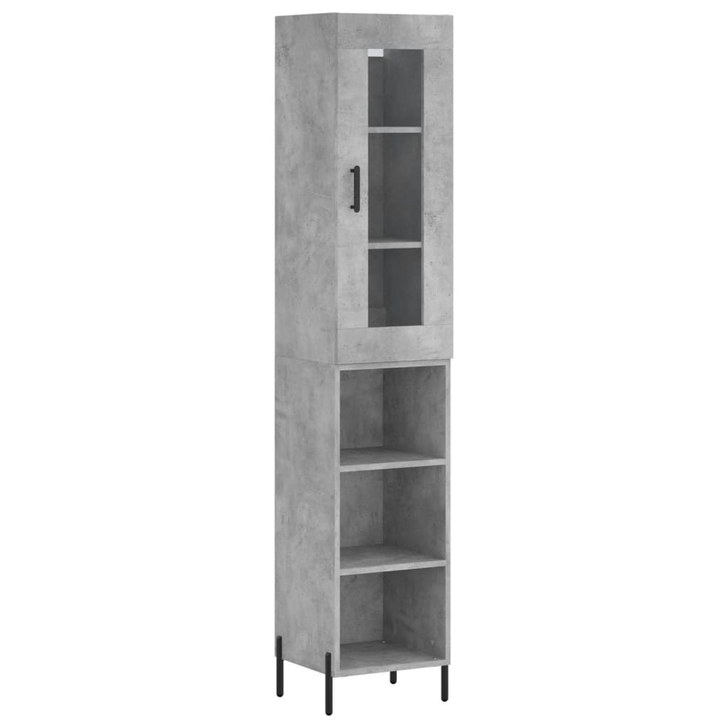 Hoge Kast 34,5X34X180 Cm Bewerkt Hout Betongrijs