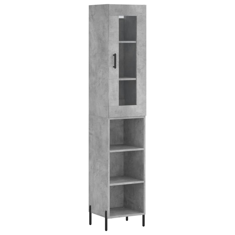 Hoge Kast 34,5X34X180 Cm Bewerkt Hout Betongrijs