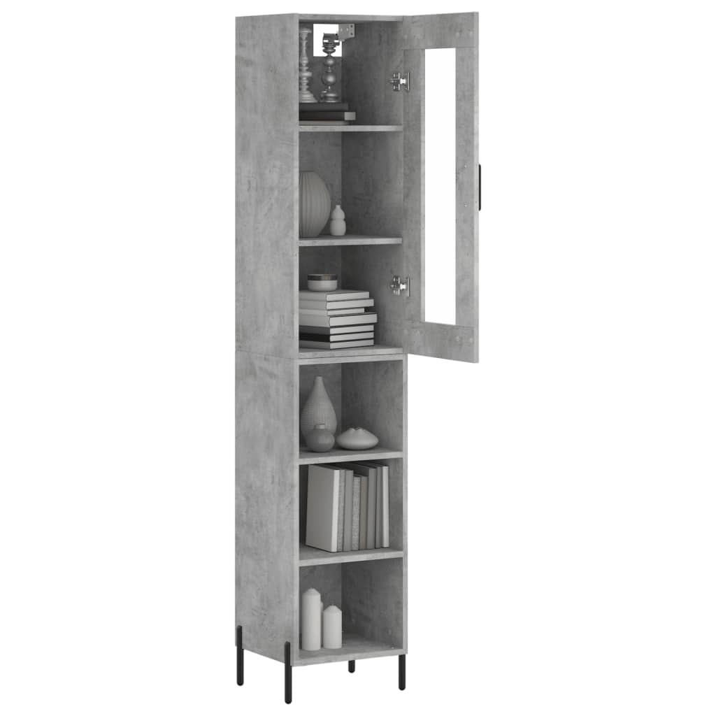Hoge Kast 34,5X34X180 Cm Bewerkt Hout Betongrijs