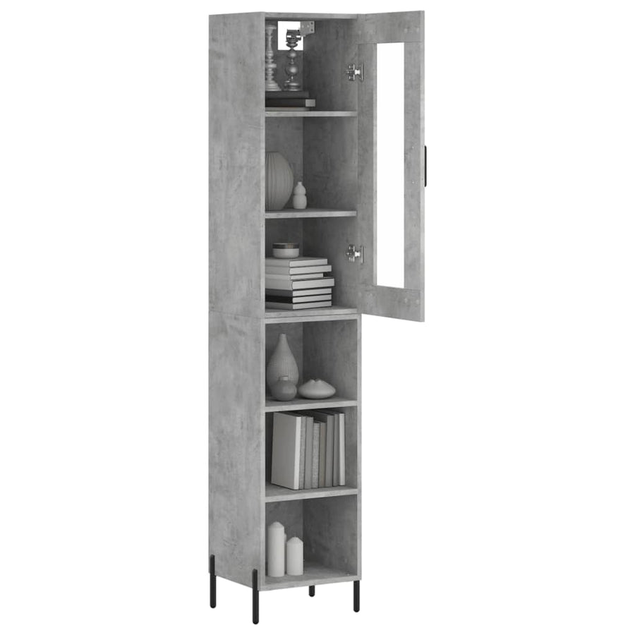 Hoge Kast 34,5X34X180 Cm Bewerkt Hout Betongrijs