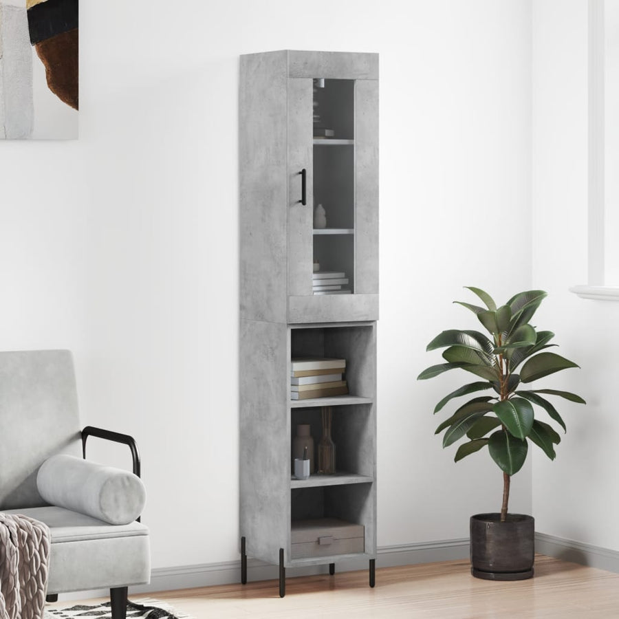 Hoge Kast 34,5X34X180 Cm Bewerkt Hout Betongrijs