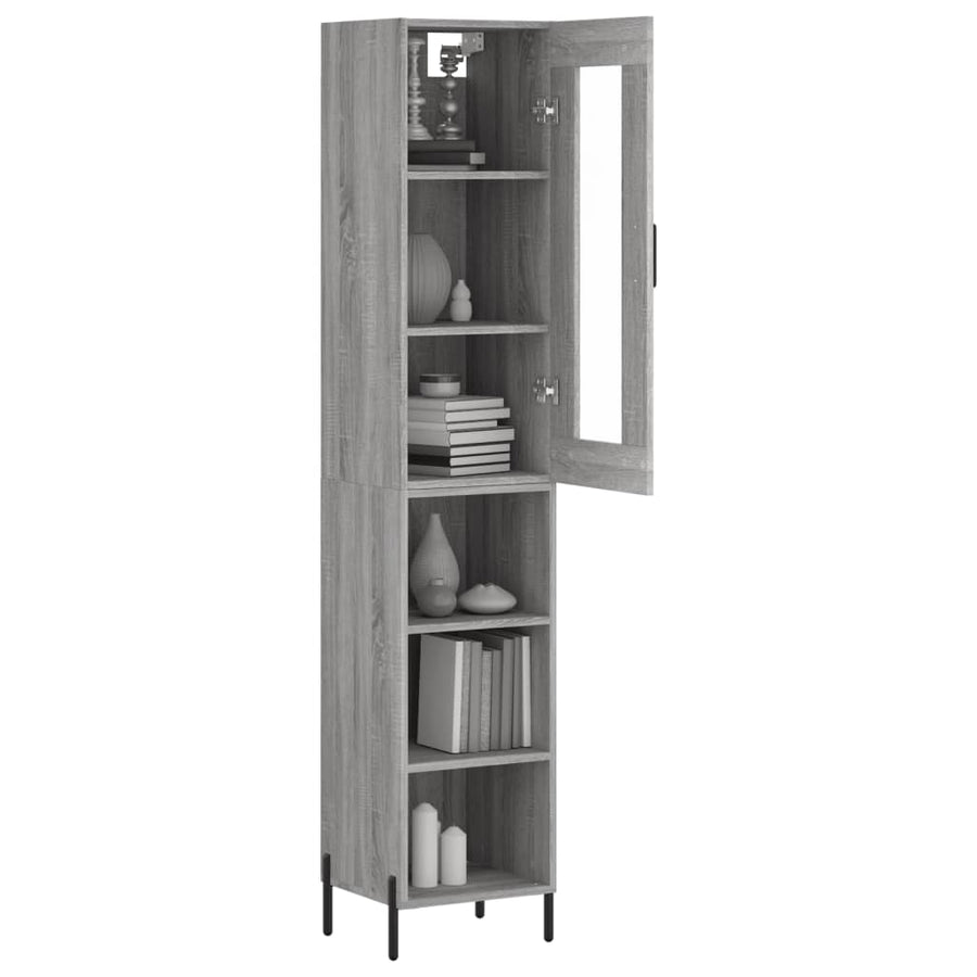 Hoge Kast 34,5X34X180 Cm Bewerkt Hout Grijs Sonoma Eikenkleurig