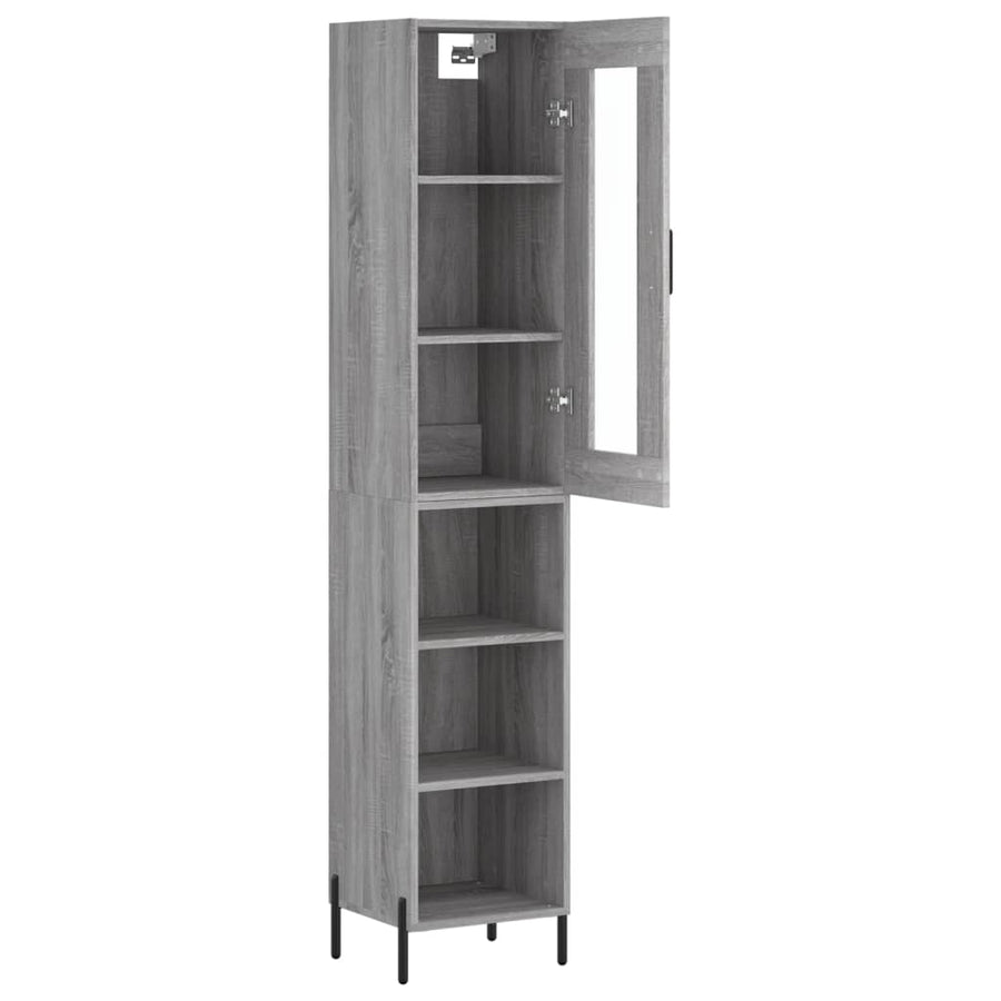 Hoge Kast 34,5X34X180 Cm Bewerkt Hout Grijs Sonoma Eikenkleurig